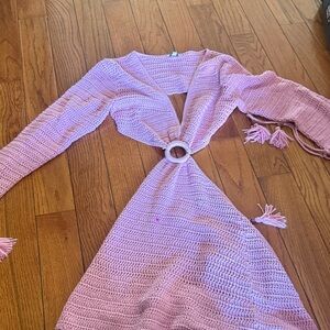 9.0 swim Pink Crochet  cut out Dress